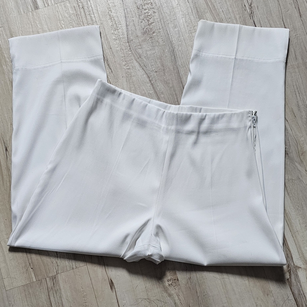 Lauren Vidal Cosy White Side Zip Ankle Pants Made in France Size
